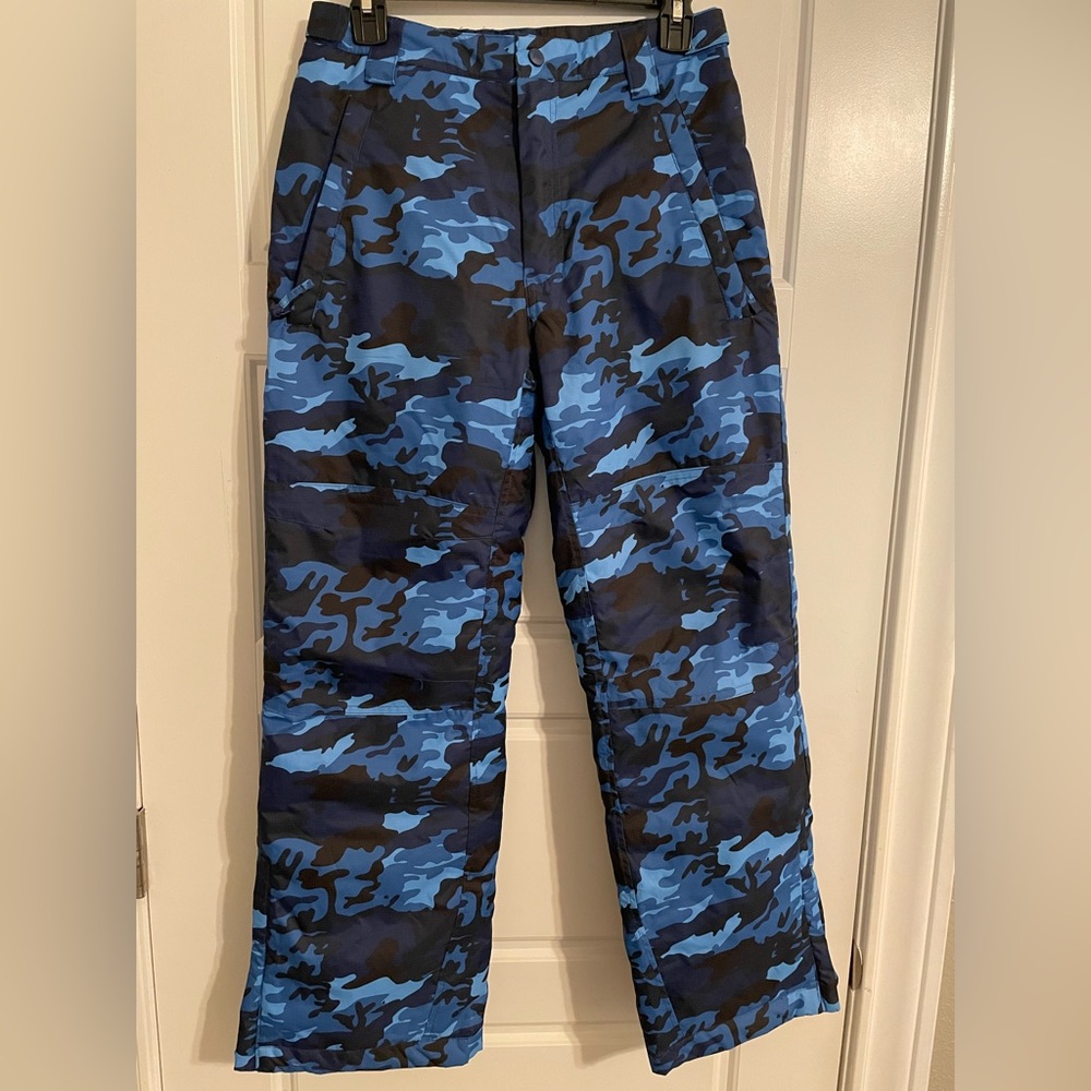 Eddie Bauer Boys Blue and Black Camouflage Ski/Snow Pants